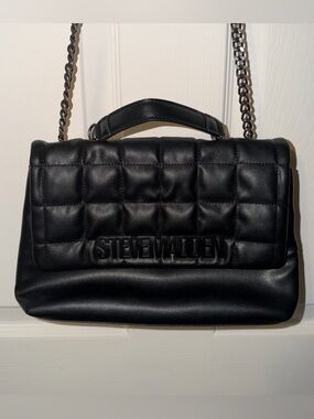 Black Steve Madden Bgali quilted shoulder bag.